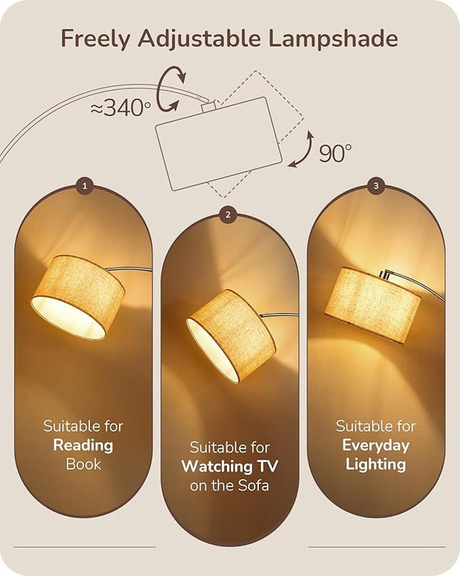 EDISHINE Dimmable Mid Century Modern Floor Lamp with Remote, Tall Arc Standing Lamps with Adjustable Drum Shade, Standing Corner Light for Living Room, Bedroom, Dining Room, Bronze - LeafyLoom