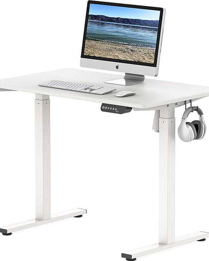 SHW Electric Height Adjustable Desk with Memory Preset, 40 x 24 Inches, White - LeafyLoom