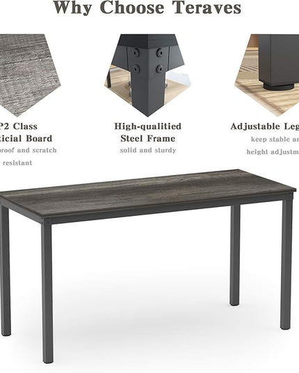 Teraves Computer Desk/Dining Table Office Desk Sturdy Writing Workstation for Home Office (47.24”, Black Oak) - LeafyLoom
