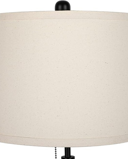 Bedside Table Lamps Set of 2: Tall Black Table Lamps for Living Room End Table | Height Adjustable 3-Way Dimmable Nightstand Lamp with Pull Chain Switch Modern Lamps for Bedroom Office(Bulbs Included) - LeafyLoom