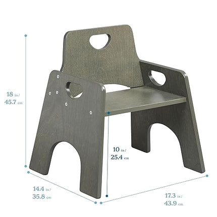ECR4Kids Stackable Wooden Toddler Chair, 10in, Kids Furniture, Grey Wash, 2-Pack - LeafyLoom