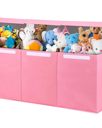 Fixwal Toy Storage Organizer for Girls - Extra Large Toddler Toy Box Kids Toy Chest, Collapsible Removable Divider for Nursery Playroom Bedroom Closet, 36"x12.6"x16" (Pink) - LeafyLoom