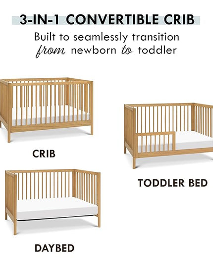 DaVinci Birdie 3-in-1 Convertible Crib, Honey, Easy Assemble, Greenguard Gold Certified - LeafyLoom
