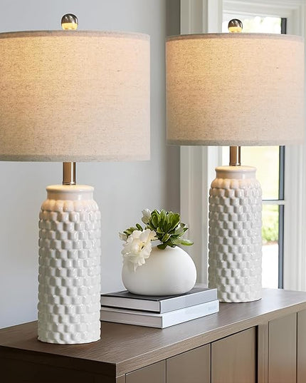 24" Lamps for Living Room: Bedside Lamps - Table Lamps Set of 2 Lamps for Night Stands Living Room Lamps Bedroom Lamps White Lamps… - LeafyLoom