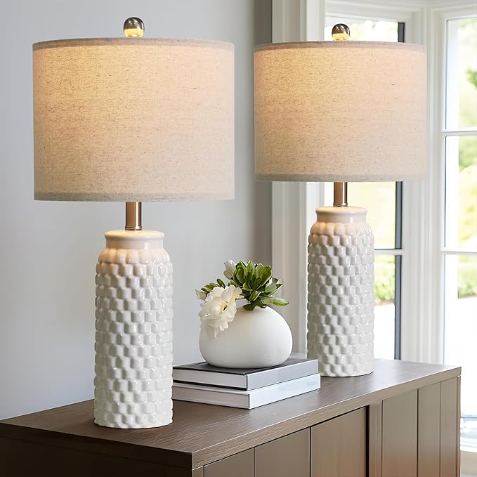 24" Lamps for Living Room: Bedside Lamps - Table Lamps Set of 2 Lamps for Night Stands Living Room Lamps Bedroom Lamps White Lamps… - LeafyLoom