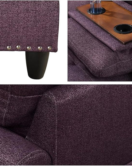 L Shaped Sofa with Ottoman Modern Sectional Living Room, Bedroom, Office, L Couch Purple - LeafyLoom