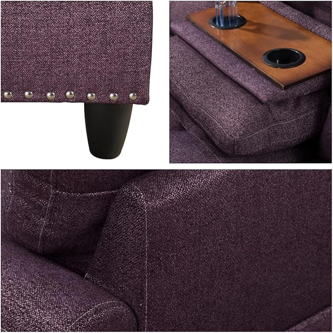 L Shaped Sofa with Ottoman Modern Sectional Living Room, Bedroom, Office, L Couch Purple - LeafyLoom