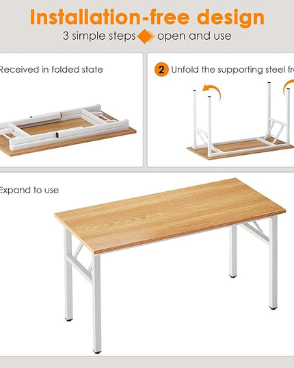 Need 47 inches Computer Desk Office Desk Folding Table with BIFMA Certification Computer Table Workstation,Teak White AC5BW-120 - LeafyLoom
