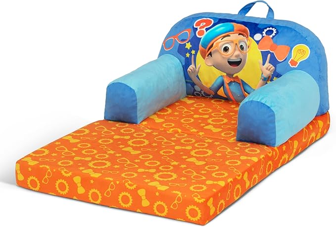 Delta Children Cozee Buddy Flip-Out Kids Chair, Blippi - LeafyLoom
