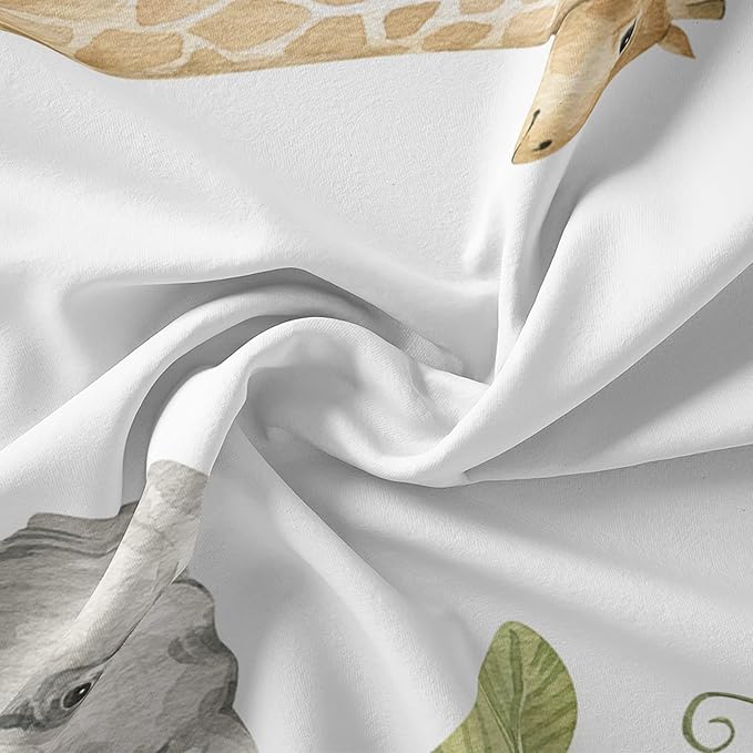 Elephant Giraffe Monkeys Comforter Twin Size,Wild Animals Kids Comforter Set,3Pcs Bedding Set Printed Comforter with 2 Pillowcases,Down Alternative,Soft and Lightweight,for All Seasons - LeafyLoom