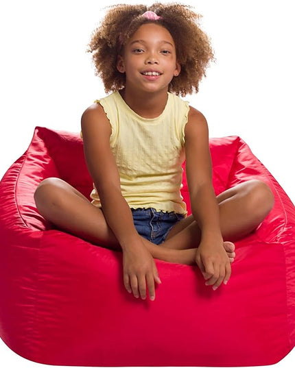 Posh Creations Structured Comfy Seat for Playrooms and Bedrooms, Large Bean Bag Chair, Coronado Chair, Red - LeafyLoom