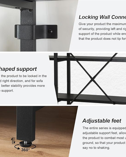 HOMISSUE Bookshelf,5-Tier Bookshelf Industrial Bookcase and Bookshelves,Rustic Storage Rack with Open Shelves for Living Room Bedroom and Kitchen - LeafyLoom