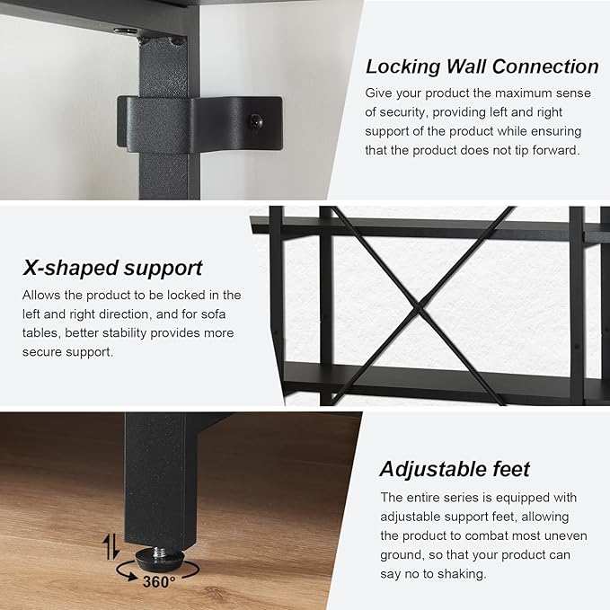 HOMISSUE Bookshelf,5-Tier Bookshelf Industrial Bookcase and Bookshelves,Rustic Storage Rack with Open Shelves for Living Room Bedroom and Kitchen - LeafyLoom