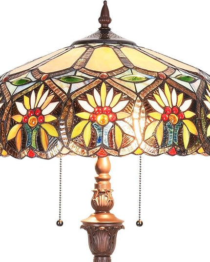 Capulina Tiffany Floor Lamp 2-Light 16X16X66 Inches Sunflower Style Stained Glass Standing Light for Living Room Bedroom Home Office - LeafyLoom