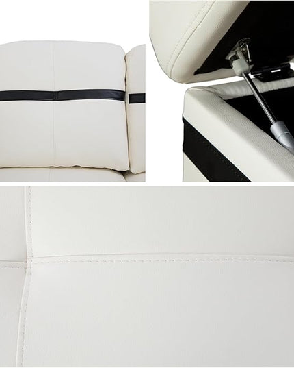 L Shaped Sofa with Ottoman Modern Sectional Living Room, Bedroom, Office, L Couch White-Black - LeafyLoom