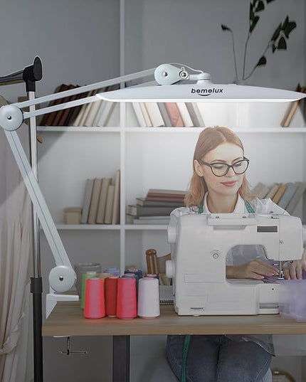 LED Desk Lamp with Clamp, Dimming Task Lamp for Reading Desktop Office Workbench Table Architect Sewing Study Home Craft, Bright 117PCS LEDs, 2200 Lumens 20 Inch Metal Swivel Arm Work Lamp - LeafyLoom