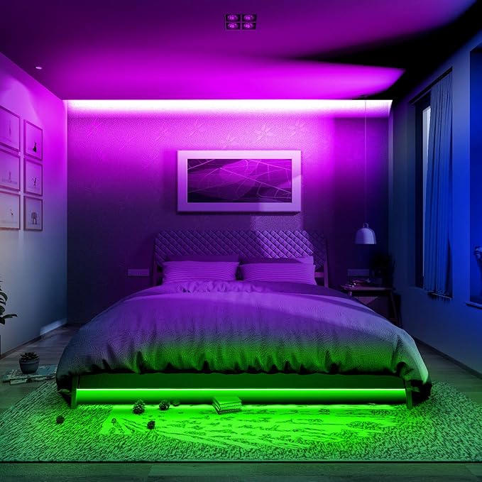 phopollo Led Lights 40ft for Bedroom RGB Color Changing Led Lights Kit with Power Supply and Remote Phopollo