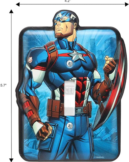 Marvel Captain America Embossed Metal Light Switch Plate - Captain America Switch Plate Decoration for Bedroom or Man Cave - LeafyLoom