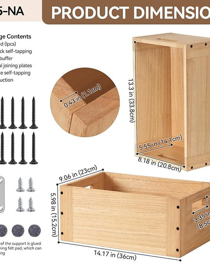 KIRIGEN Stackable Wood Storage Cube /Basket/ Bins Organizer for Home Books Clothes Toy - Modular Open Cubby Storage System - Office Bookcase shelves C15-NA - LeafyLoom