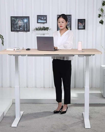 ApexDesk K Series 60" x 27" Electric Height Adjustable Standing Desk with LED Memory Controller (Light Oak) - LeafyLoom