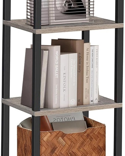 TUTOTAK Bookshelf, 4-Tier Tall Book Shelf, Narrow Bookcase for Small Space, DIY Stackable Bookshelf, for Living Room, Office, Study, Entryway, Industrial, Greige and Black BS01BG004 - LeafyLoom
