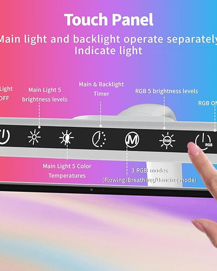2-in-1 Desk Lamp with RGB Backlight,Architect Desk Lamps for Home Office,24W Tall Desk Lamp with Clamp,60"Timer,25 Lighting Modes,Eye Protection Swing Arm Lamp for Home/Office/Gaming/Study - LeafyLoom