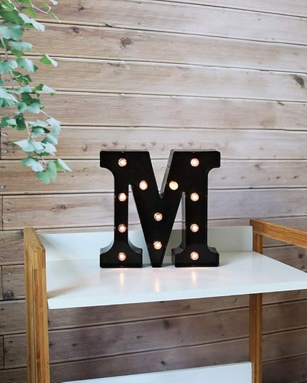 Light Up Black Alphabet Marquee Letters Sign LED Marquee Number Lights Sign for Night Light Home Bar Christmas Party Lamp Wedding Birthday Decoration M - LeafyLoom