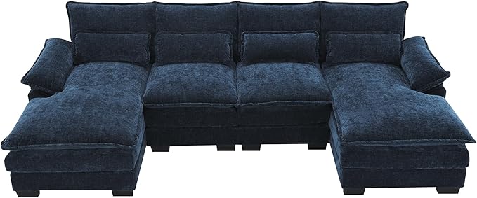 Symmetrical Modular Sectional Sofa with Chaise Lounge, 6 Seater Chenille Upholstered Cloud Couch, U Shaped Oversized Sleeper Sofa&Couches with Thicked Cushion & Detackable Backrest Living Room - LeafyLoom