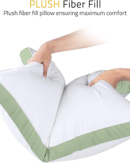 Utopia Bedding Bed Pillows for Sleeping Queen Size (Sage), Set of 2, Cooling Hotel Quality, Gusseted Pillow for Back, Stomach or Side Sleepers - LeafyLoom