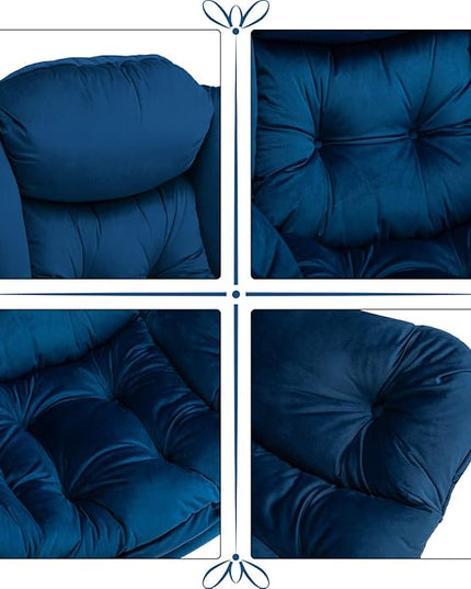 HollyHOME Modern Fabric Large Lazy Chair, Accent Oversized Comfy Reading Chair, Thick Padded Cozy Lounge Chair with Armrest, Steel Frame Leisure Sofa Chair for Living Room, Bedroom, Dorm, Royal Blue - LeafyLoom
