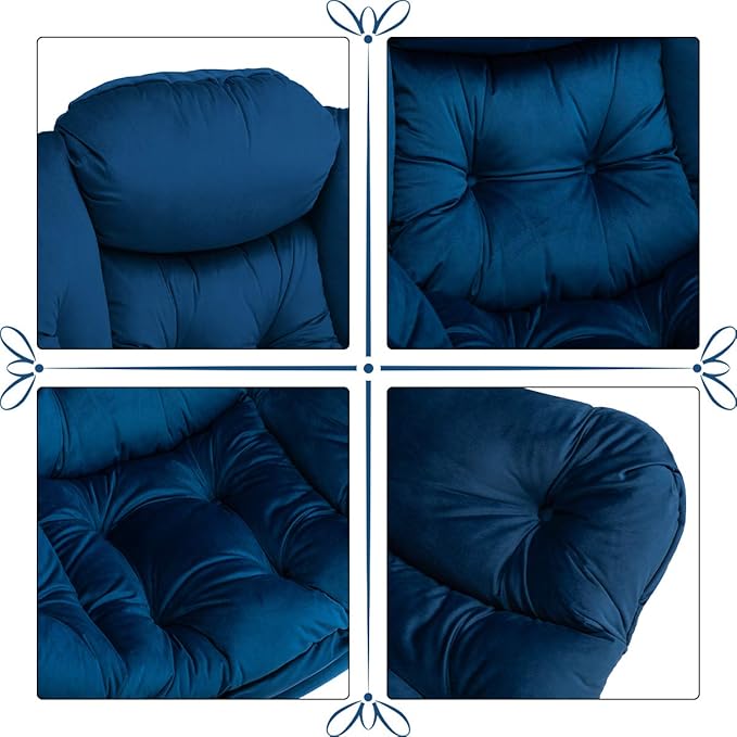 HollyHOME Modern Fabric Large Lazy Chair, Accent Oversized Comfy Reading Chair, Thick Padded Cozy Lounge Chair with Armrest, Steel Frame Leisure Sofa Chair for Living Room, Bedroom, Dorm, Royal Blue - LeafyLoom