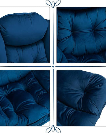 AbocoFur Modern Fabric Large Lazy Chair, Accent Oversized Comfy Reading Chair, Thick Padded Cozy Lounge Chair with Armrest, Steel Frame Leisure Sofa Chair for Living Room, Bedroom, Dorm, Royal Blue - LeafyLoom