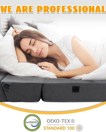 jela Sofa Bed Foldable Mattress Luxury Miss Fabric, Folding Sleeper Sofa Chair Bed Floor Mattress Floor Couch, Fold Out Couch Futon Mattress for Guest Room, Living Room (83"x33",Dark Gray) - LeafyLoom