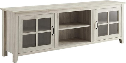 Walker Edison Portsmouth Classic 2 Glass Door TV Stand for TVs up to 80 Inches, 70 Inch, Birch - LeafyLoom