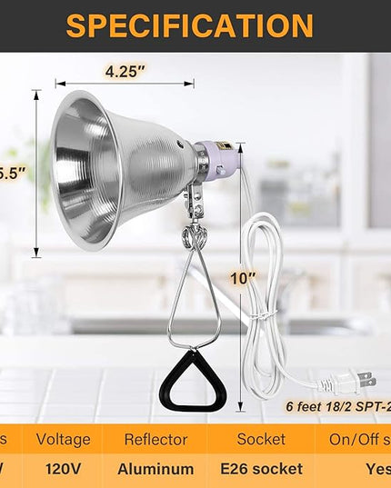 Simple Deluxe Clamp Lamp Light with 5.5 Inch Aluminum Reflector up to 60 Watt E26 Socket (no Bulb Included) 6 Feet 18/2 SPT-2 Cord, Silver and White, 12 Pack - LeafyLoom