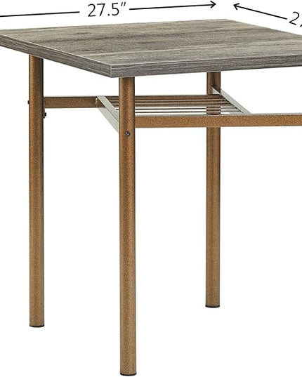 NicBex Small Dining Table for 2 Kitchen Table and Chairs Dining Set for 2, Square Wooden Dining Table with 4 Legs and 2 Metal Chair for Home Office, Kitchen, Dining Room, Antique Brown - LeafyLoom