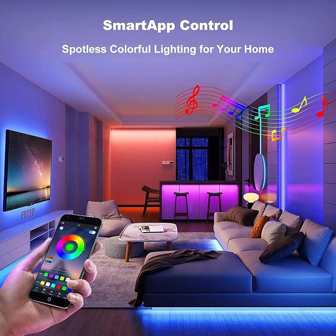 phopollo Bluetooth 24V Led Strip Lights 400ft (4 Rolls of 100ft), Color Changing LED Lights for Bedroom, Kitchen Decor, App Control and Music Sync Phopollo