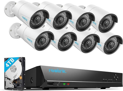 REOLINK 16CH 5MP Home Security Camera System, 8pcs Wired Outdoor PoE IP Cameras with Person/Vehicle/Pet Detection, 8MP 16CH NVR with 4TB HDD for 24-7 Recording, RLK16-410B8-5MP REOLINK