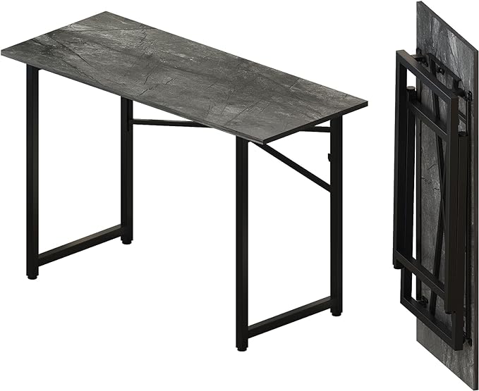 Folding Computer Desk 47 inch Writing Gaming Computer Camping Table, No Assembly Required Home Office Desk, Grey - LeafyLoom