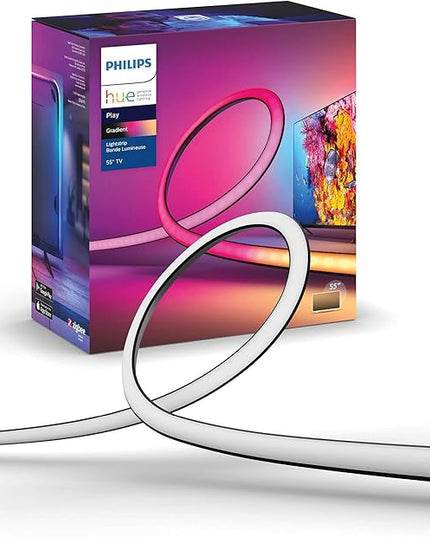 Philips Hue Play Gradient 55" Smart TV Light Strip - Flowing Multicolor LED Color-Changing TV BackLight - Sync with TV, Music, and Gaming - Requires Bridge and Sync Box - Control with App or Voice PhilipsHue