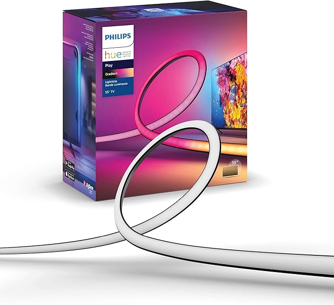 Philips Hue Play Gradient 55" Smart TV Light Strip - Flowing Multicolor LED Color-Changing TV BackLight - Sync with TV, Music, and Gaming - Requires Bridge and Sync Box - Control with App or Voice PhilipsHue