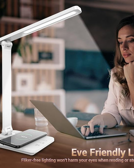 Cordless LED Desk Lamp for Home Office, 6000mAh Rechargeable Battery Operated Table Lamps,Eye-Caring Reading Lamp for Students, 3 Lighting Modes & Brightness Dimmer Light for Kids Study - LeafyLoom