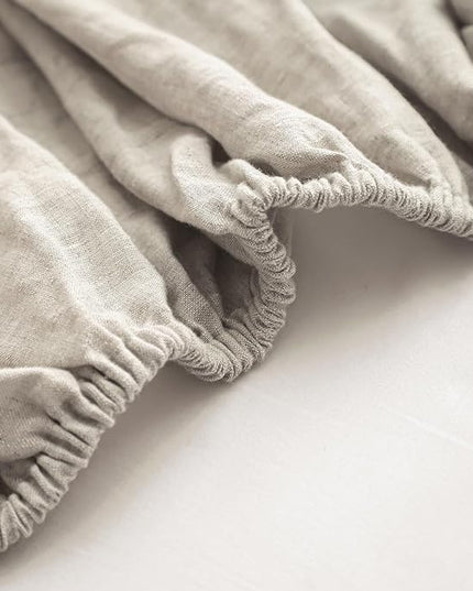 Simple&Opulence 100% Linen Sheet Set Solid Color-4 Pcs Washed French Bed Sheets(1 Flat Sheet,1 Fitted Sheet,2 Pillowcases)-Breathable Bedding Set (Linen, King) - LeafyLoom