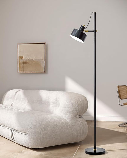 OYEARS Floor Lamp for Living Room Bright Lighting Tall Modern Industrial Vintage Standing Corner Lamps LED Metal Light Office Bedroom Study Gold Black White Matte Accent (1-Light, Black) - LeafyLoom