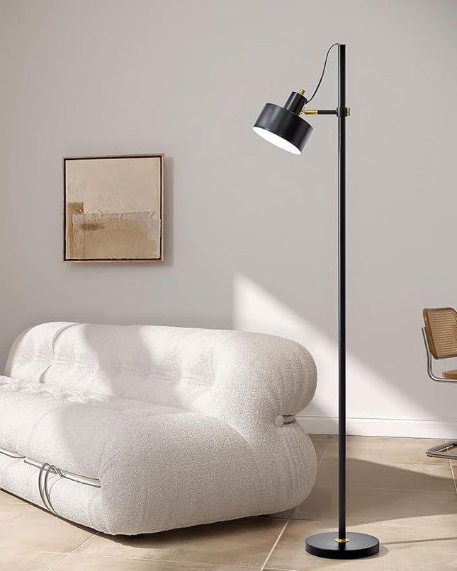 OYEARS Floor Lamp for Living Room Bright Lighting Tall Modern Industrial Vintage Standing Corner Lamps LED Metal Light Office Bedroom Study Gold Black White Matte Accent (1-Light, Black) - LeafyLoom