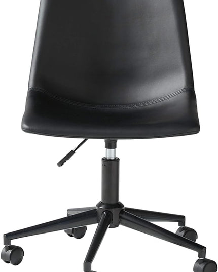Signature Design by Ashley Faux Leather Adjustable Swivel Bucket Seat Home Office Desk Chair, Black - LeafyLoom