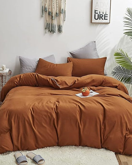 Pumpkin Color Comforter Sets Solid Cinnamon Color Bedding Set Cal King 3 PCs Pumpkin Comforter Sets for Women Girls Breathable Soft Bedroom Collection Solid Rust Color Adults Pumpkin Bedding - LeafyLoom