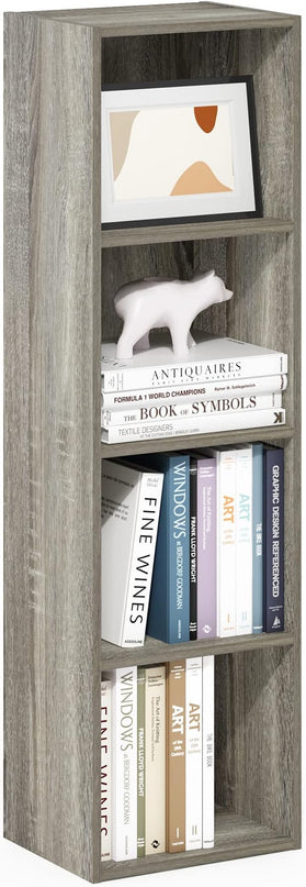 Furinno Luder Bookcase / Book / Storage, 4-Tier Cube, French Oak - LeafyLoom