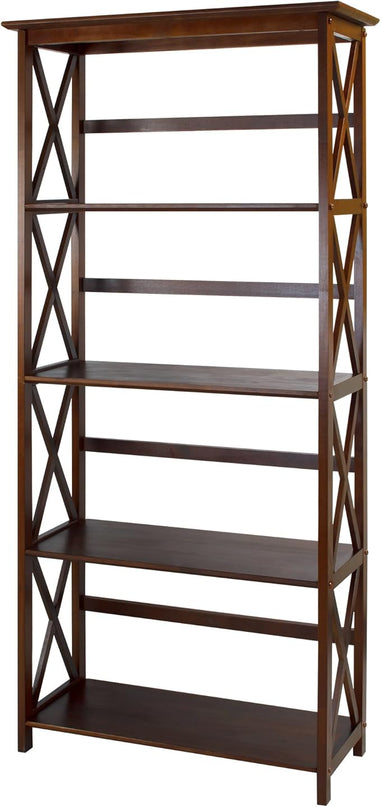 Casual Home Montego 5-Shelf Bookcase, Walnut (New) - LeafyLoom