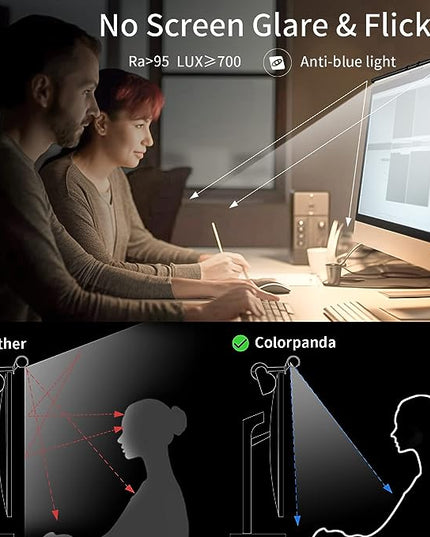 Monitor Light Bar, Monitor Light Lamp with Touch Control, No Screen Glare Dimmable Desk Lamp Computer Monitor Light Bar for Screen Home Office - LeafyLoom